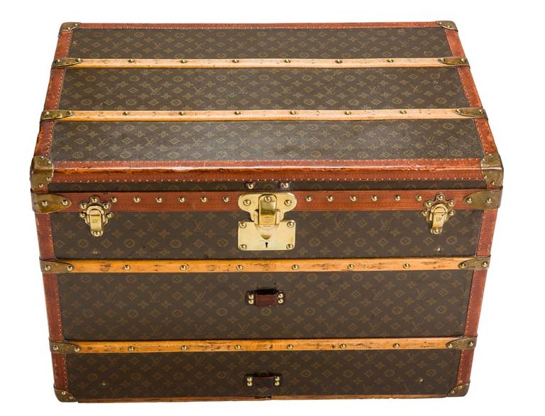 Louis Vuitton monogram canvas boot, shoe or hat trunk, circa 1940s. Price: $25,600. Dimensions: 32