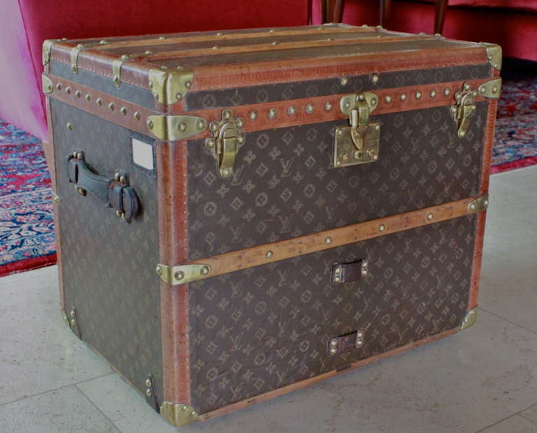 LOUIS VUITTON Monogram Shoe Trunk in Amazing Condition

Dimensions: 
24'' length x 16.75'' depth x 20'' height.

Description:
Authentic Louis Vuitton shoe trunk with Monogram canvas, leather trim and all brass hardware.  Amazing, pristine