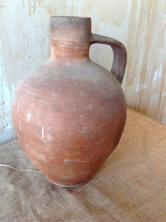 Glazed Antique Rustic Water Jug from Calabria, Italy For Sale