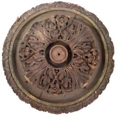 Antique Italian Carved Walnut Ceiling Medallion