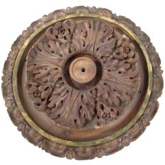 Antique Italian Carved Walnut Ceiling Medallion