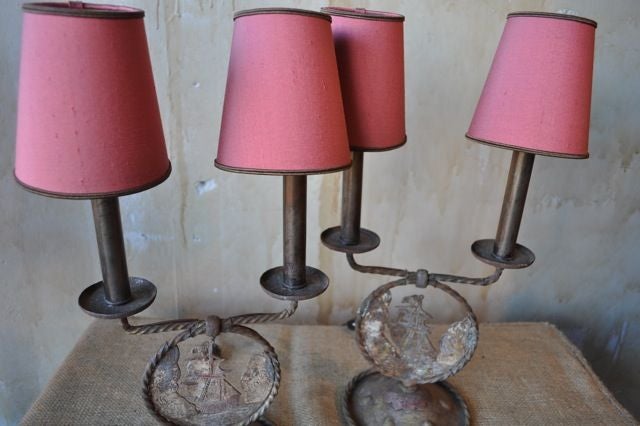 Italian iron lamps with ship design