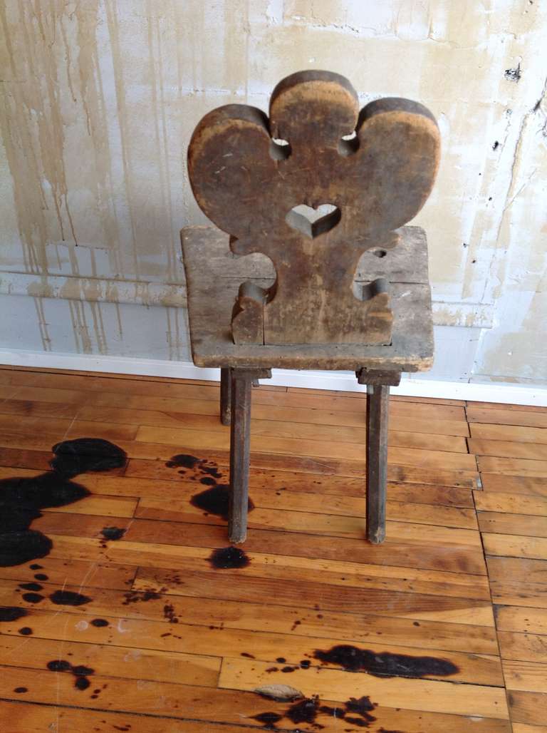 Antique Rustic Farm Chair from Tuscany In Distressed Condition For Sale In DeSoto, KS