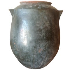 Antique Glazed Oil Jar from Siena, Italy