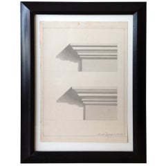 Antique Morando Morandi Watercolor of Architectural Mouldings