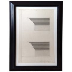 Antique Morando Morandi Watercolor of Architectural Mouldings
