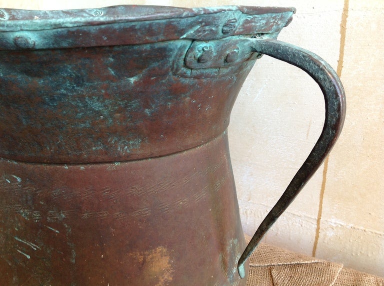 Italian Antique Copper Water Pot from Italy For Sale