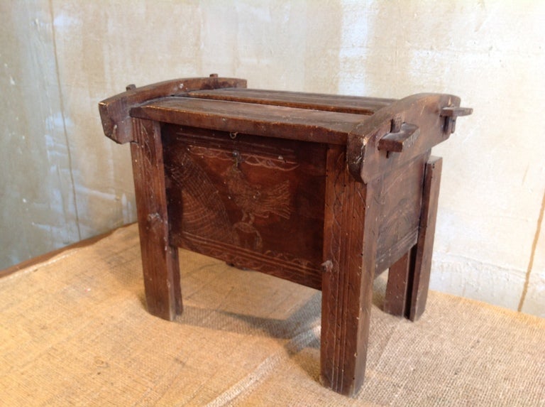 Wood Antique Miniature Trunk from Sardinia, Italy For Sale