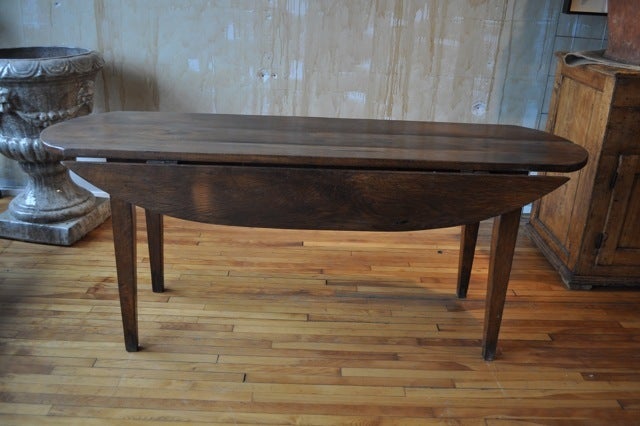 Oak Spanish Oval Drop-Leaf Table For Sale