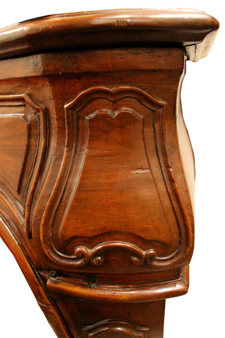 18th Century and Earlier 18th Century Italian Walnut Fireplace Mantel For Sale