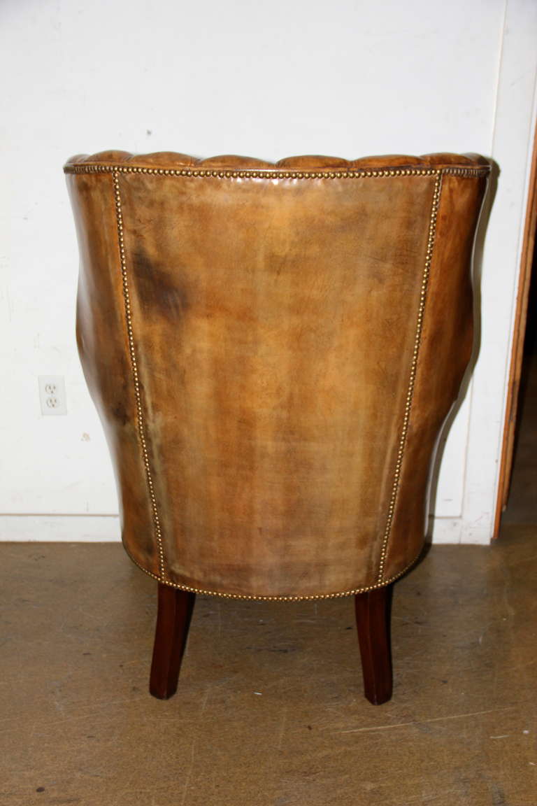 Impressive 19th Century English Leather Library Chair For Sale 2