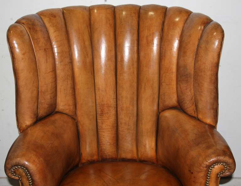 Impressive 19th Century English Leather Library Chair For Sale 4