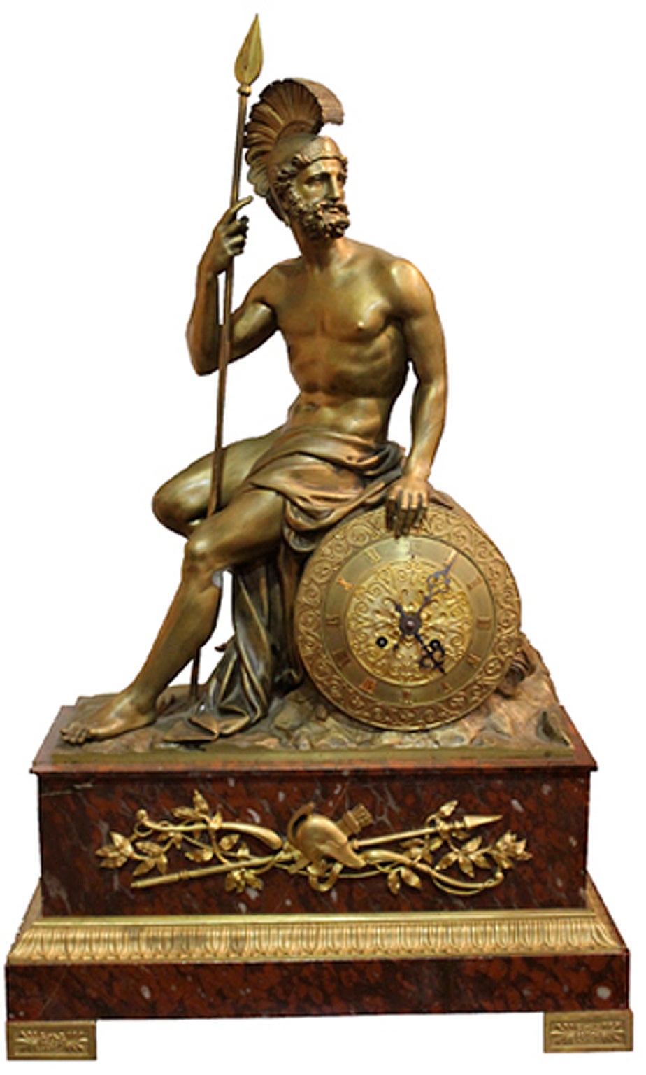 19th Century Italian Empire Neoclassical Bronze Ormolu and Rosso Antico Marble For Sale