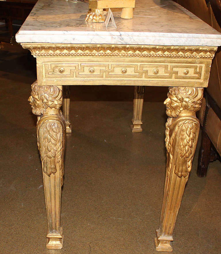 Highly Important Late 18th Century Italian Louis XVI Giltwood Console Table In Excellent Condition For Sale In San Francisco, CA