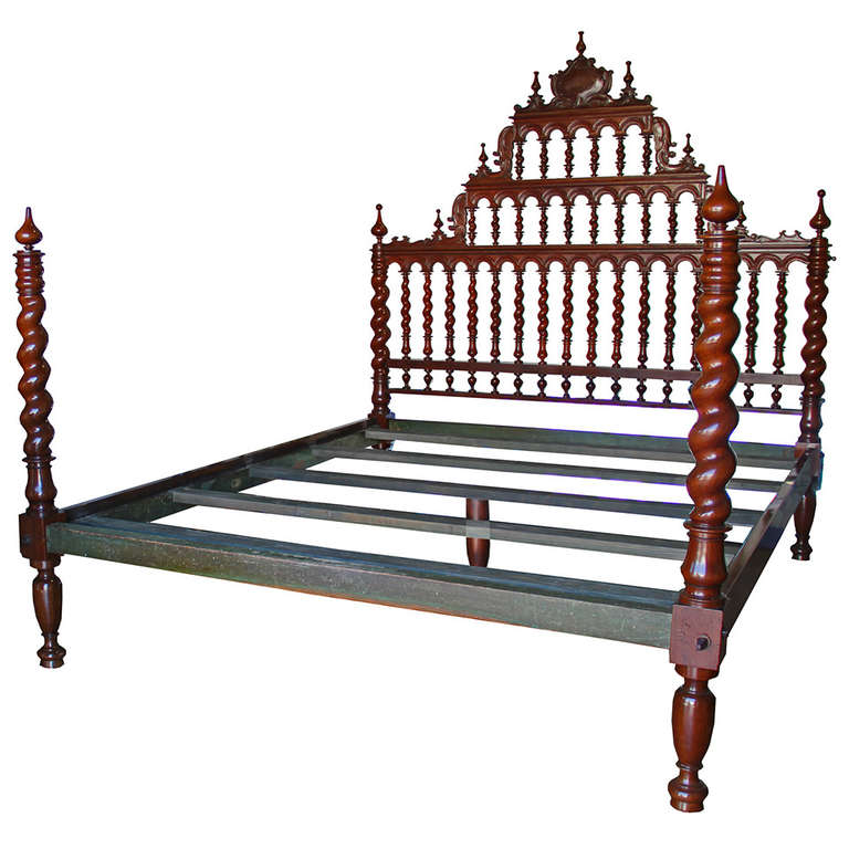 Magnificent 18th Century King Sized Portuguese Rosewood Bed For Sale at