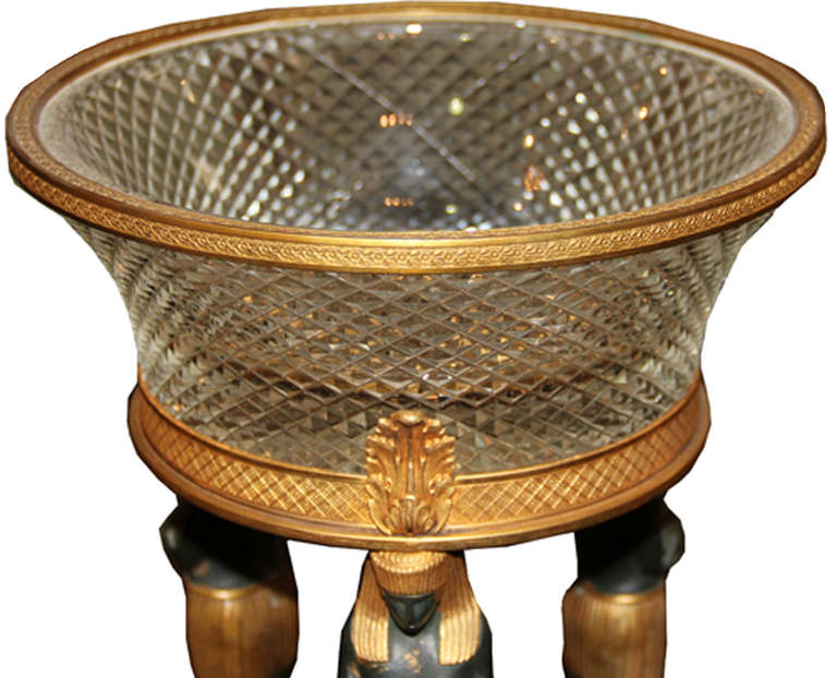 19th Century Austrian Empire Style Brilliant Geometric Cut Crystal Cachepot