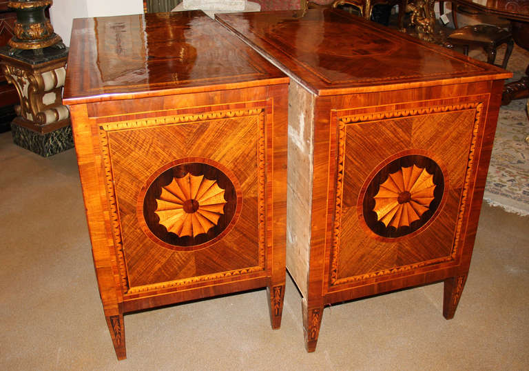 18th Century and Earlier Extraordinary and Rare Pair of 18th Century Milanese Commodes For Sale