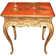 A Rare 18th century English Palladian Giltwood and Lacquer Tea or Side Table