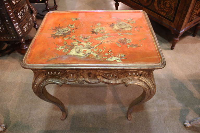 A Rare 18th century English Palladian Giltwood and Lacquer Tea or Side Table In Excellent Condition In San Francisco, CA