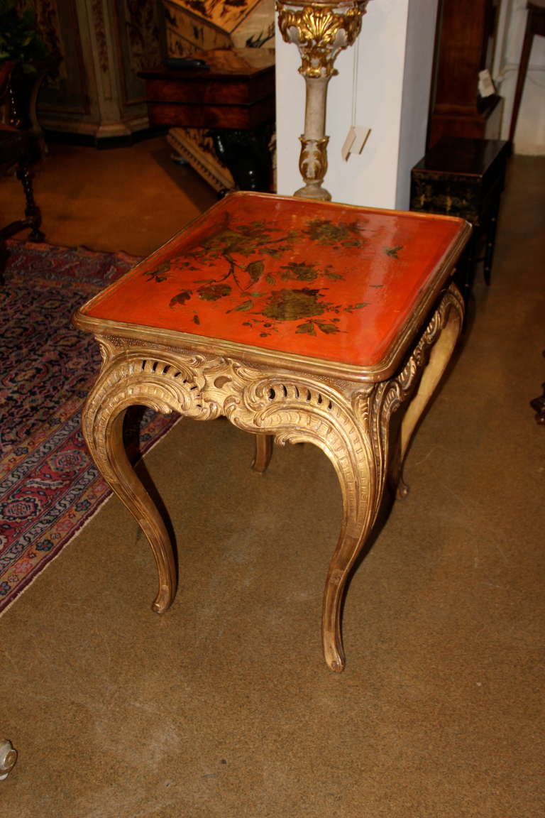 Italian A Rare 18th century English Palladian Giltwood and Lacquer Tea or Side Table