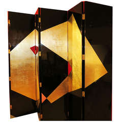 Six-Panel Large Art Deco Lacquer Screen
