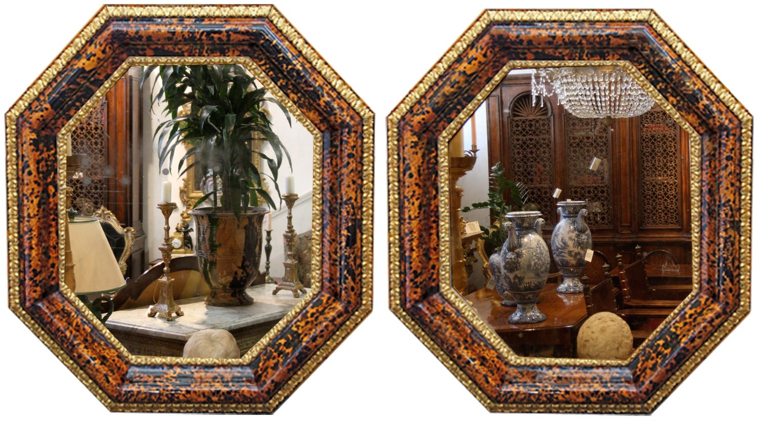 Remarkable Pair of 18th Century Italian Tortoiseshell Mirrors For Sale