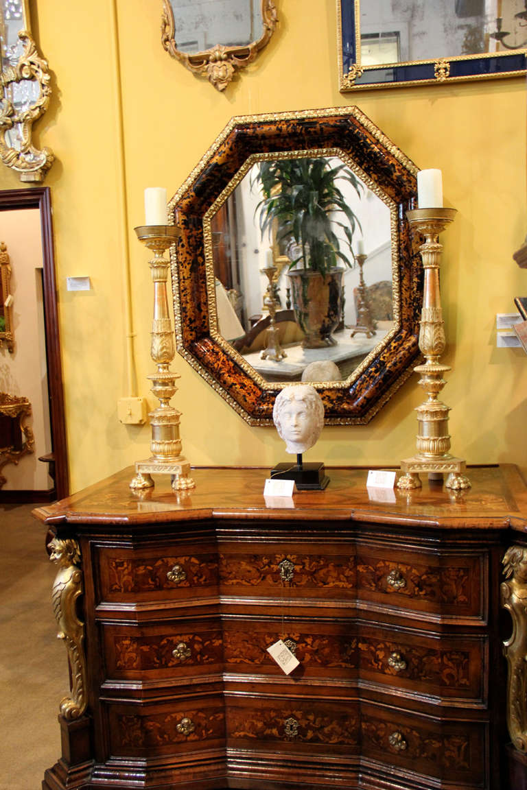 18th Century and Earlier Remarkable Pair of 18th Century Italian Tortoiseshell Mirrors For Sale