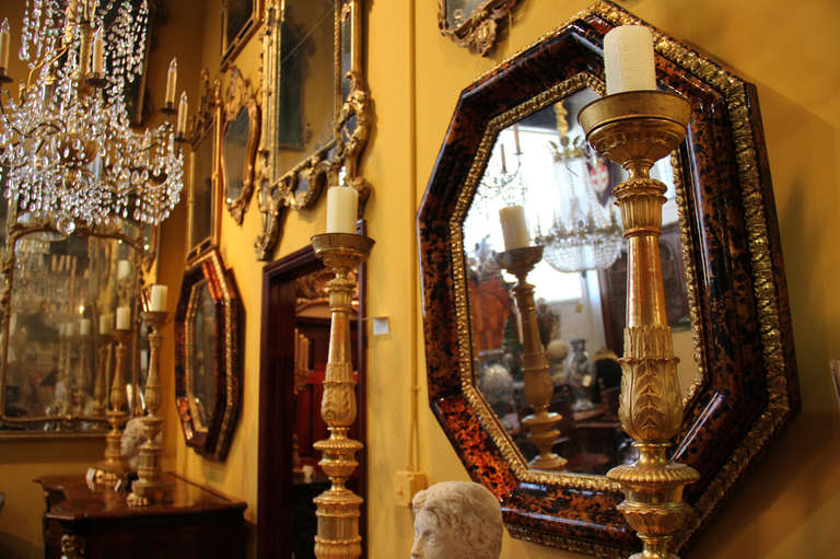 Remarkable Pair of 18th Century Italian Tortoiseshell Mirrors In Excellent Condition For Sale In San Francisco, CA