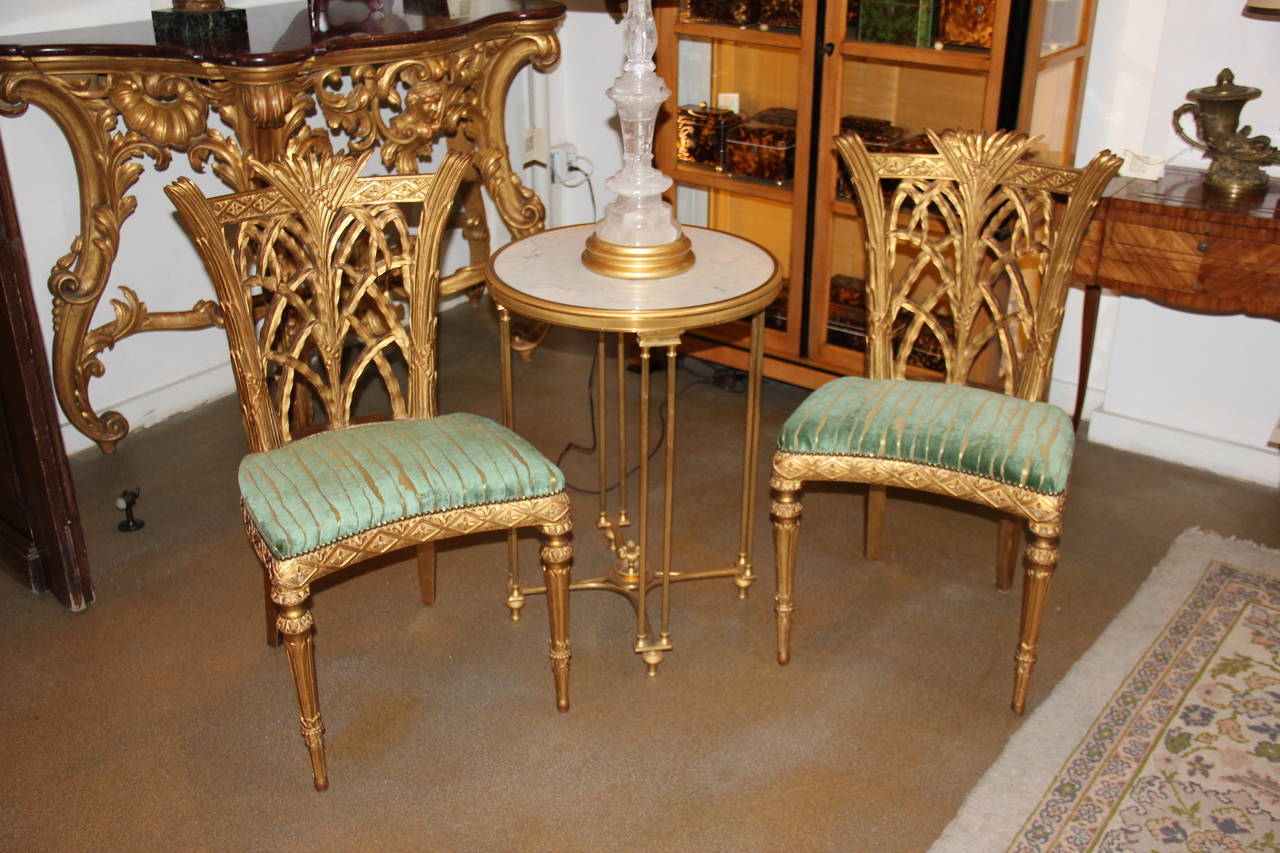 Rare Pair of Late 18th Century English Giltwood Side Chairs For Sale 4