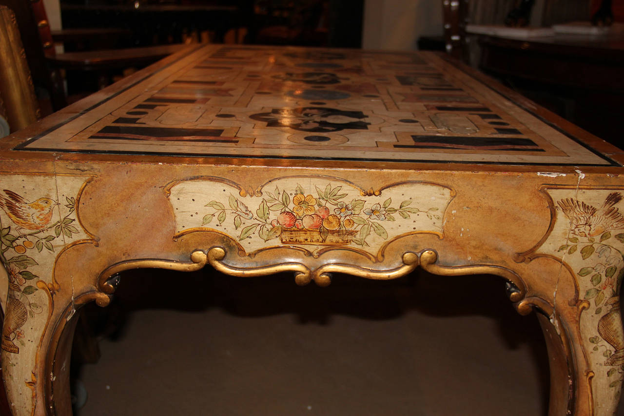 Unusual 18th Century Italian Scagliola, Parcel Gilt and Polychrome Table 1