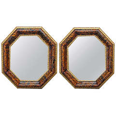 Remarkable Pair of 18th Century Italian Tortoiseshell Mirrors