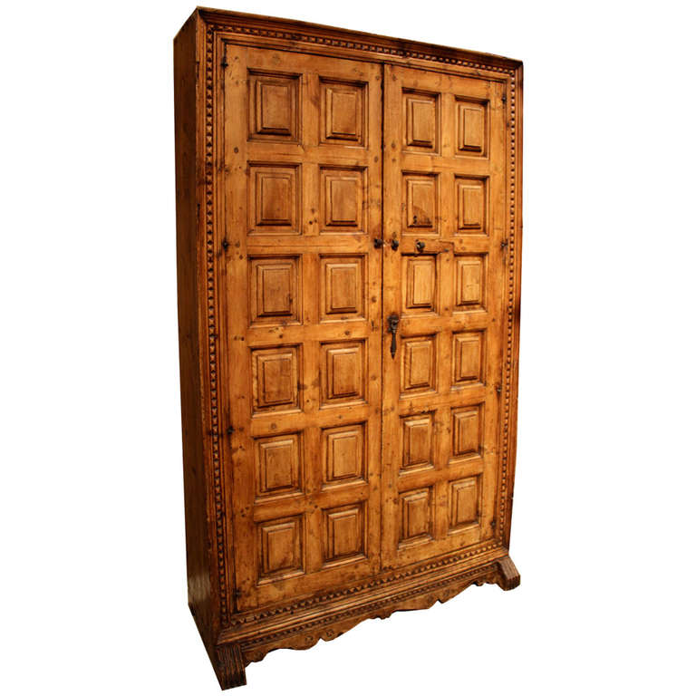 Late 18th Century Spanish Carved Elm Armoire For Sale