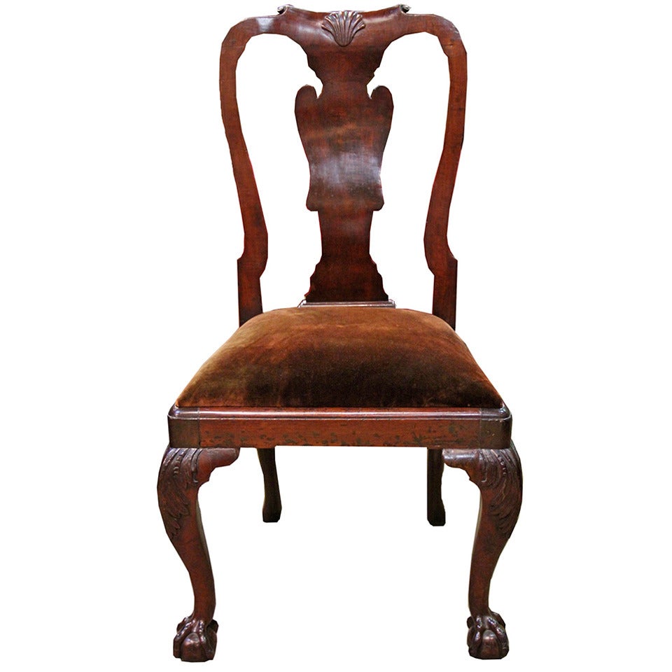 18th Century Queen Anne Mahogany Side Chair For Sale