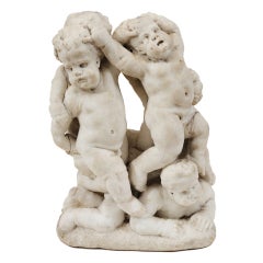 An Important 17th c. Flemish Duquesnoy Marble Sculpture of Putti