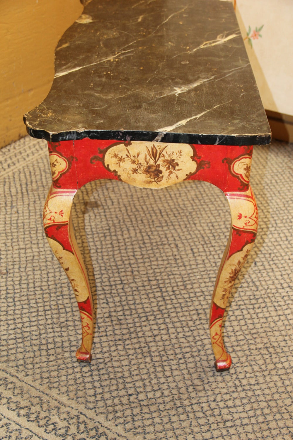 Striking Pair of 18th Century Venetian Polychrome Console Tables In Excellent Condition For Sale In San Francisco, CA