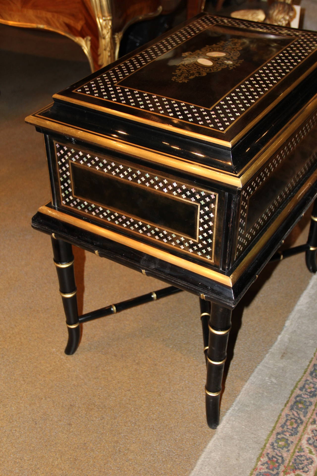 19th Century Anglo-Indian Ebonized Box on Stand For Sale 6