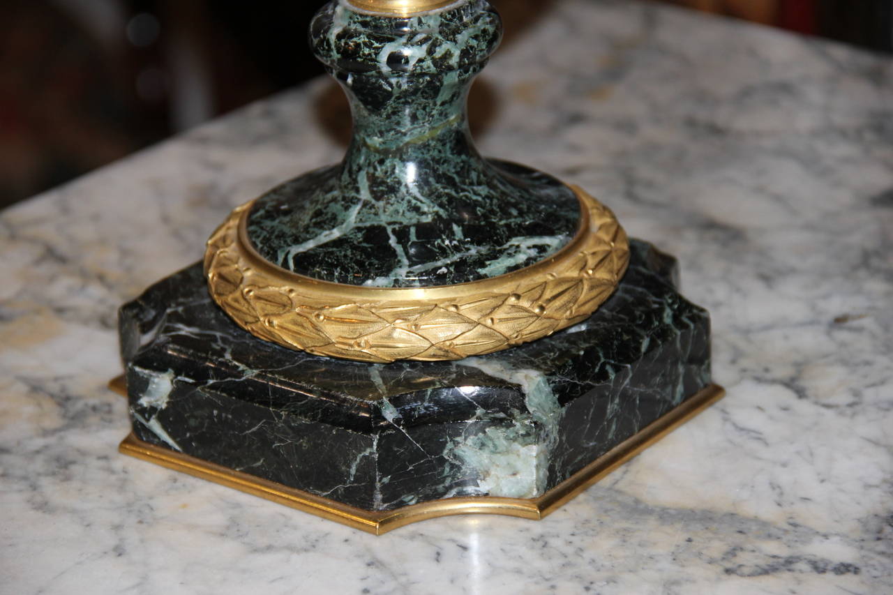 Pair of 19th Century French Issori Verdi Marble Urns For Sale 4