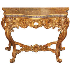 Striking Late 18th Century Italian Louis XV Giltwood Console Table 9
