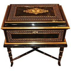 19th Century Anglo-Indian Ebonized Box on Stand 1