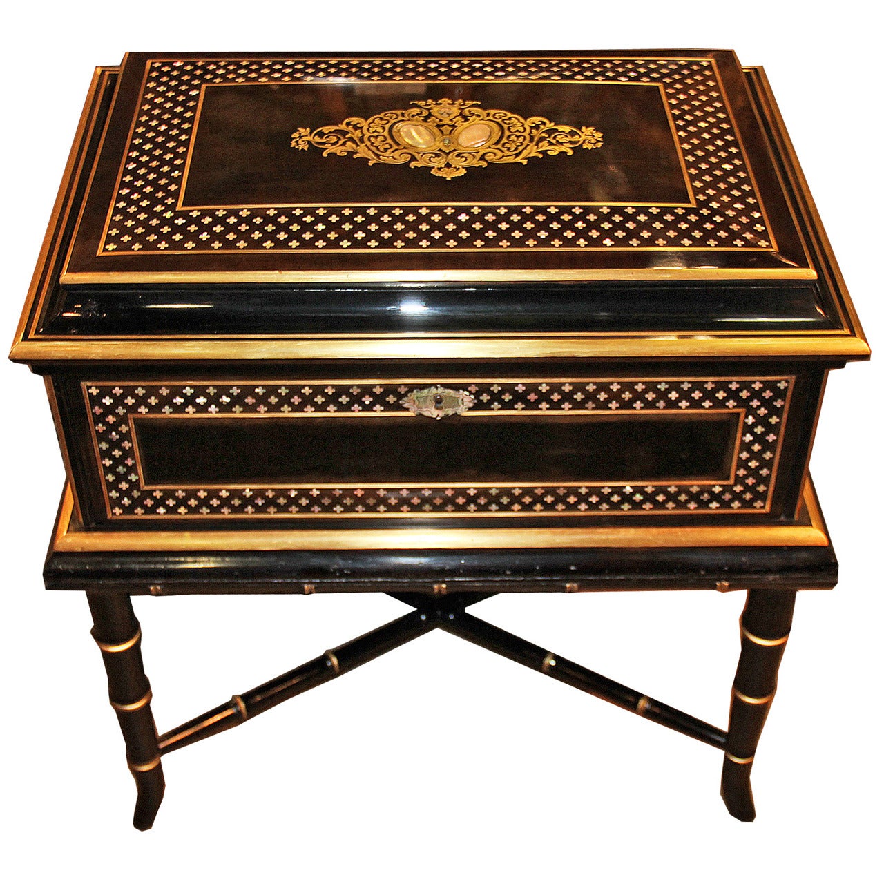 19th Century Anglo-Indian Ebonized Box on Stand For Sale