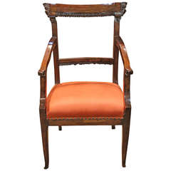 Late 18th Century Italian Louis XVI Cherrywood Armchair