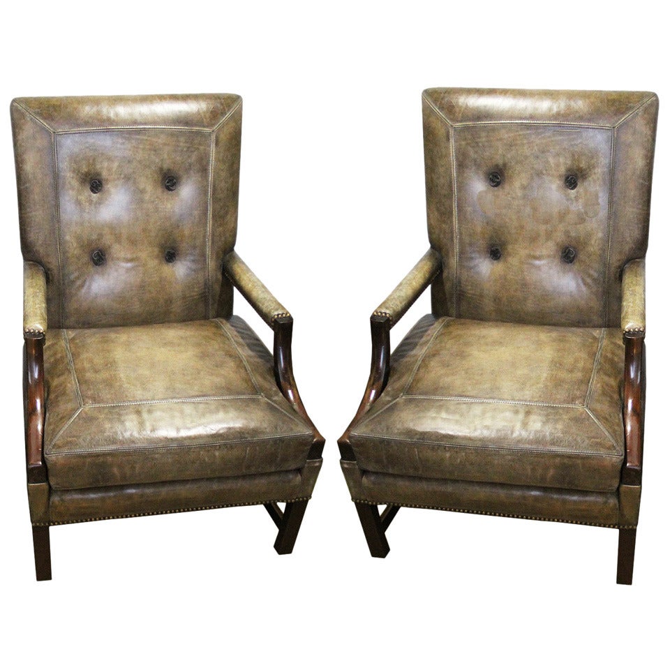 Important Pair of Georgian Gainsborough Chairs For Sale