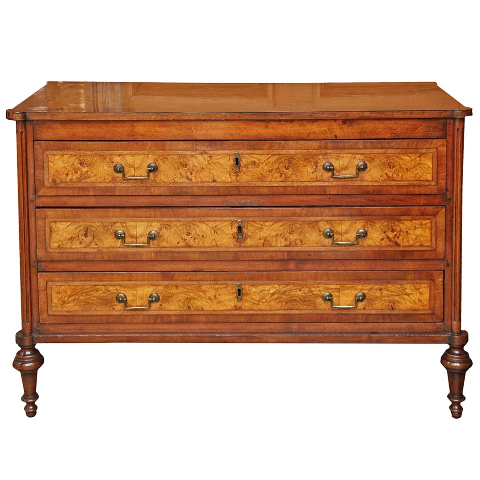 18th Century Louis XVI Olivewood and Walnut Chest of Drawers For Sale