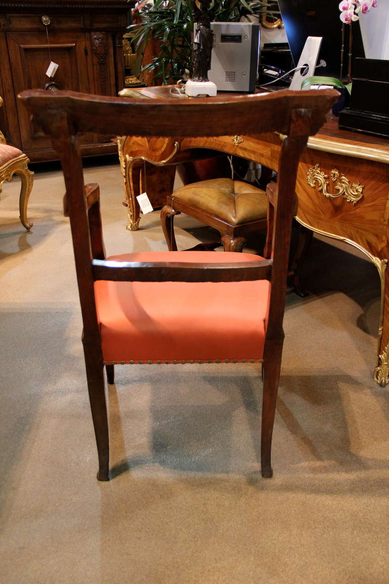 18th Century and Earlier Late 18th Century Italian Louis XVI Cherrywood Armchair For Sale