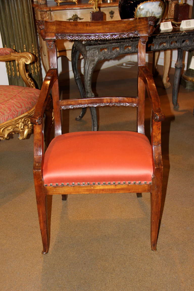 Late 18th Century Italian Louis XVI Cherrywood Armchair For Sale 1