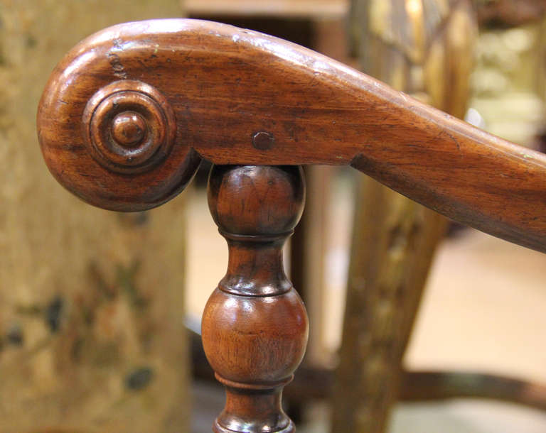 18th Century and Earlier A Pair of Early 18th c. French Walnut Louis XIV Fauteil Armchairs