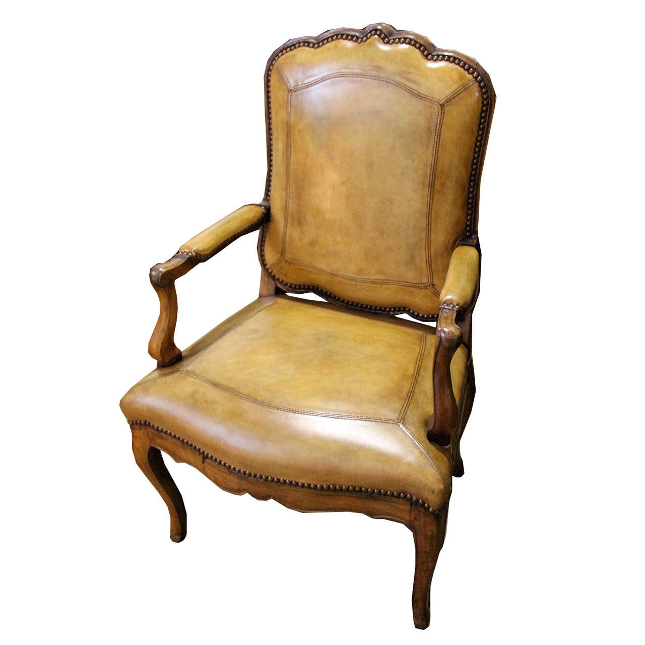 18th Century Italian Louis XV Beechwood Armchair For Sale