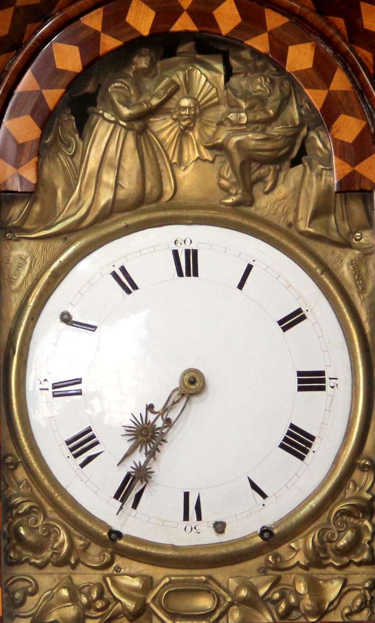 18th Century French Louis XV Marquetry Long Case Clock In Excellent Condition For Sale In San Francisco, CA