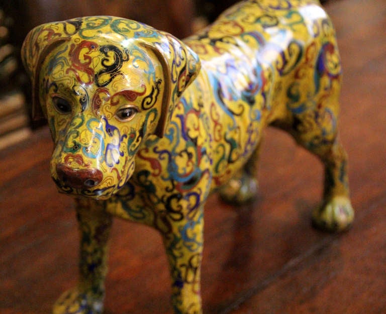 Chinese Whimsical Cloisonné Dog For Sale
