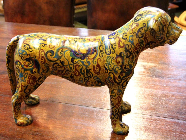 19th Century Whimsical Cloisonné Dog For Sale